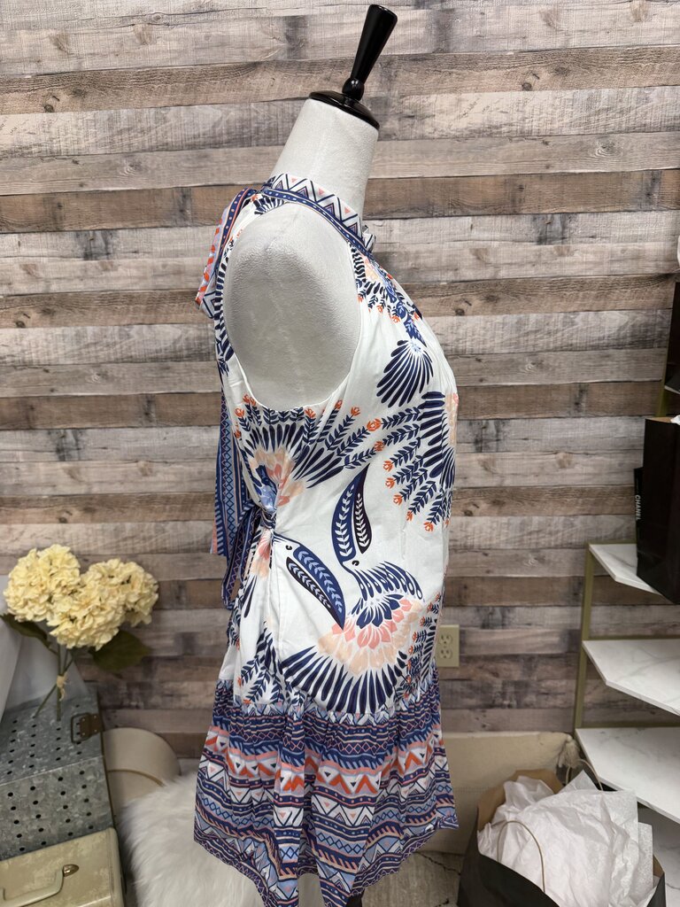 NWT Mimi Seabrook Blue & White Aztec Hemline