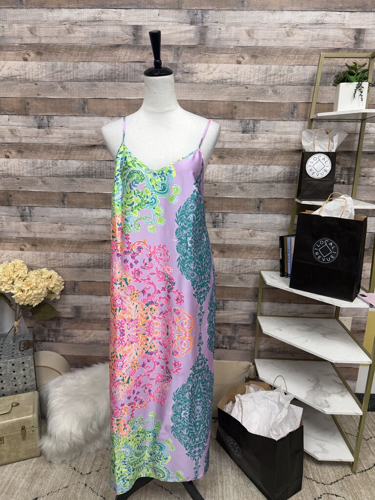 Lilly Pulitzer Pink & Purple Satin Slip Maxi