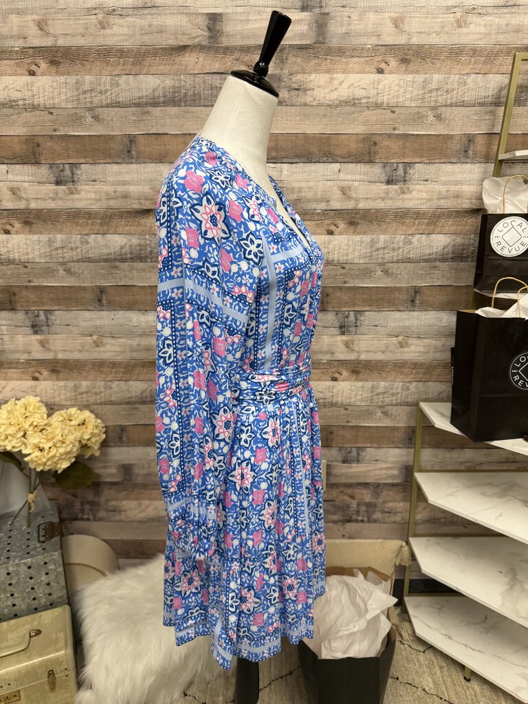 NWT Vineyard Vines Blue w/Pink Flowers Button Front Belted