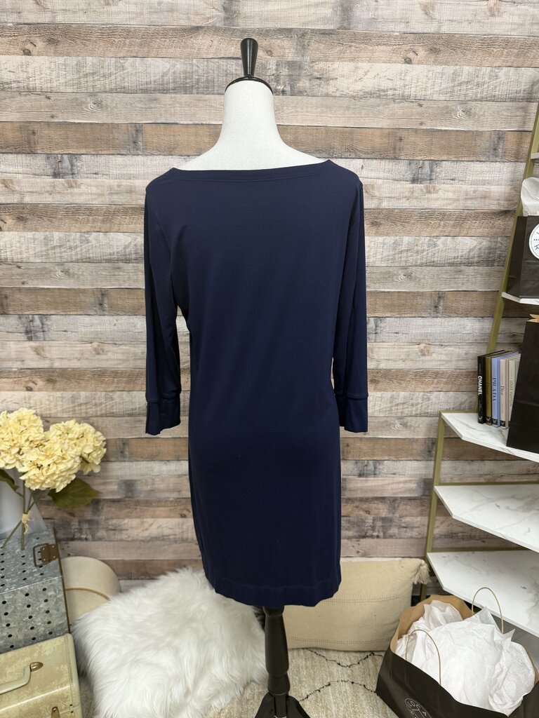 Lilly Pulitzer Navy Blue Boatneck Gold Button Detail