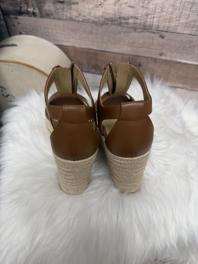 Michael Kors Brown Leather Espadrille Wedge
