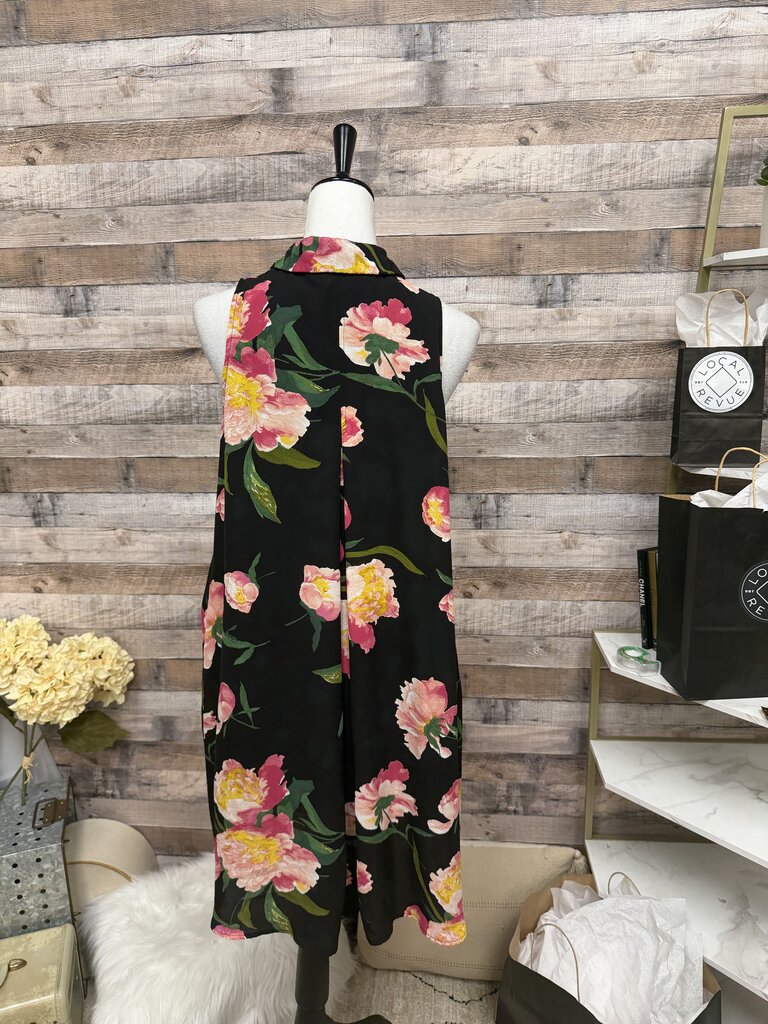 Black Floral Adrianna Papell Trapeze Swing Dress