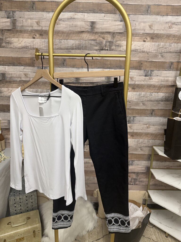 Black With Lace Trim Ann Taylor Cropped Pants