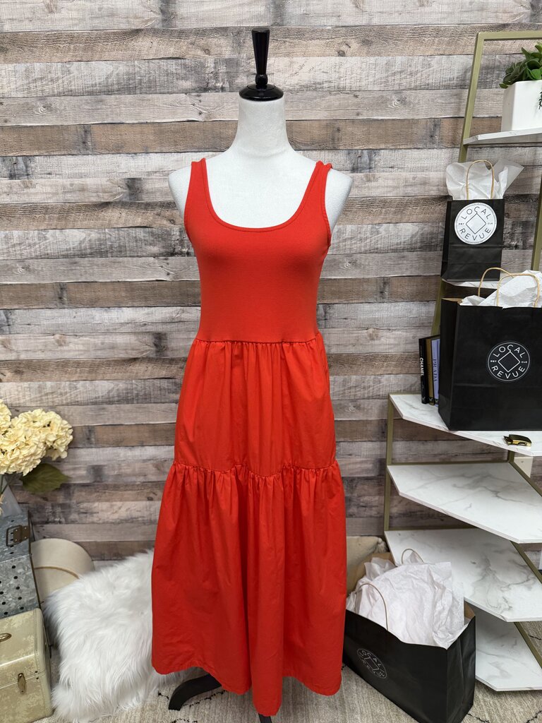 Red J.Crew Sleeveless Tank Style Maxi Dress