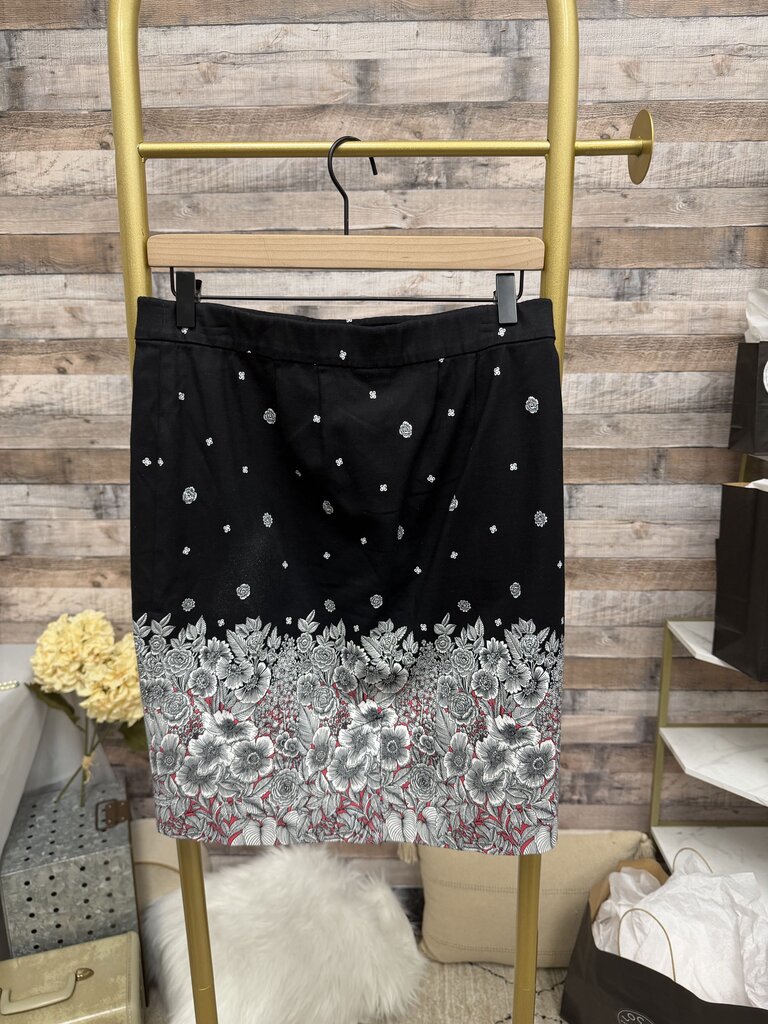 Black With Embroidery Detail J.Jill Pencil Skirt