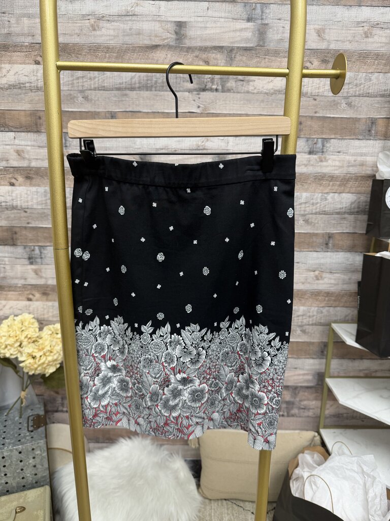 Black With Embroidery Detail J.Jill Pencil Skirt