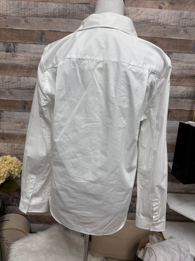 White Embellished Zara Button Down Blouse