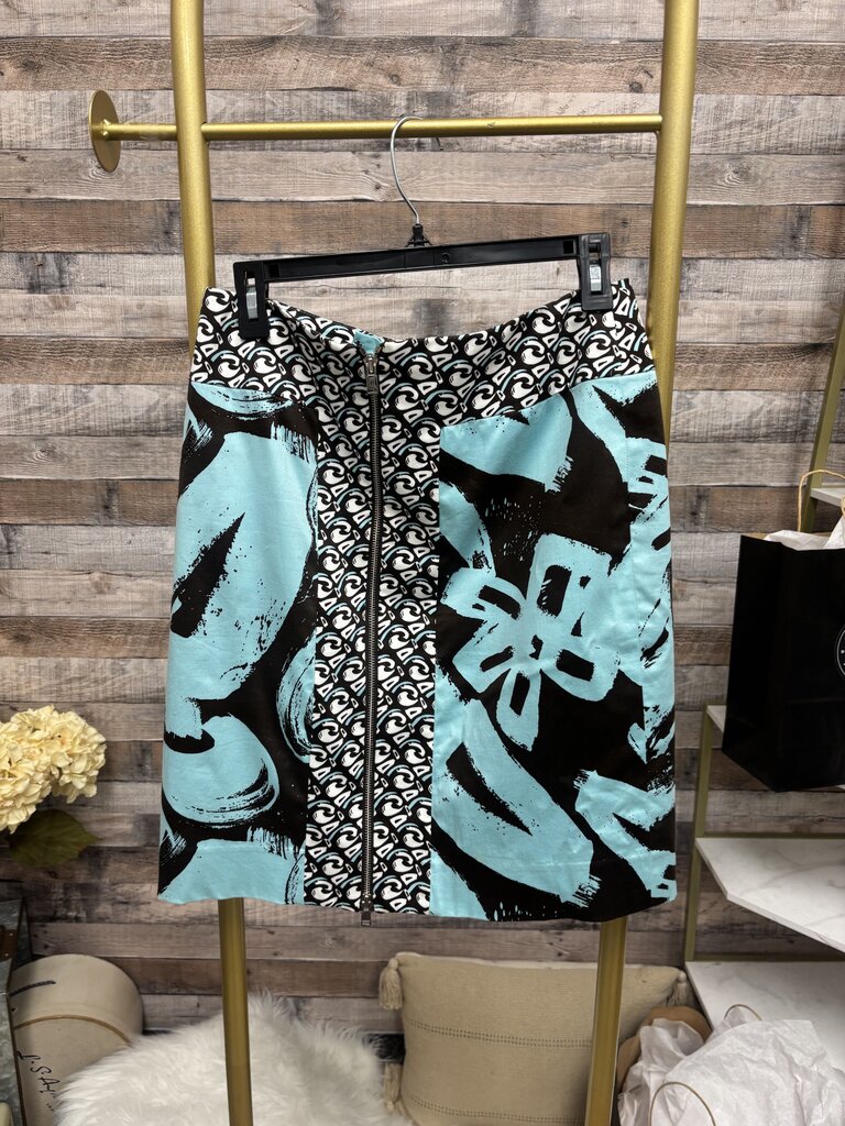Blue And Brown Floral Print Etcetera Skirt