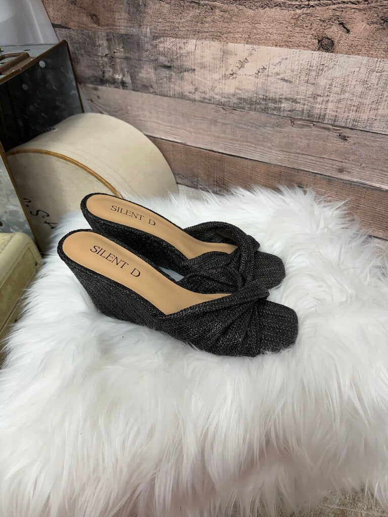 Black Glitter Silent D Slide Sandals