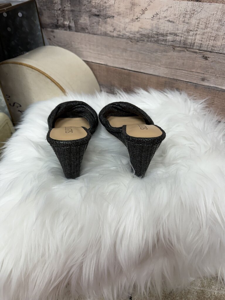 Black Glitter Silent D Slide Sandals