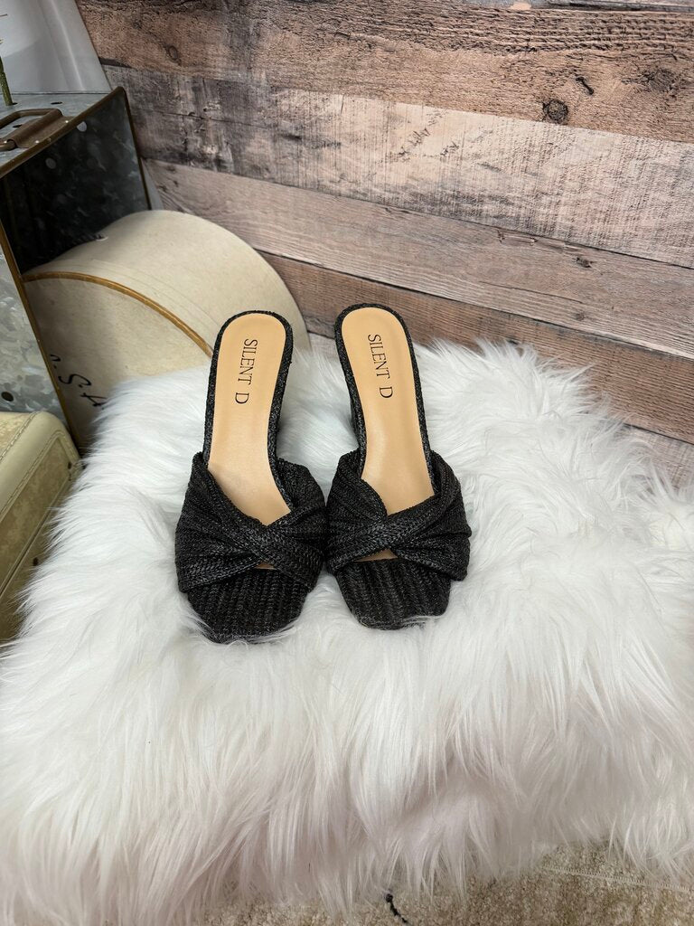 Black Glitter Silent D Slide Sandals