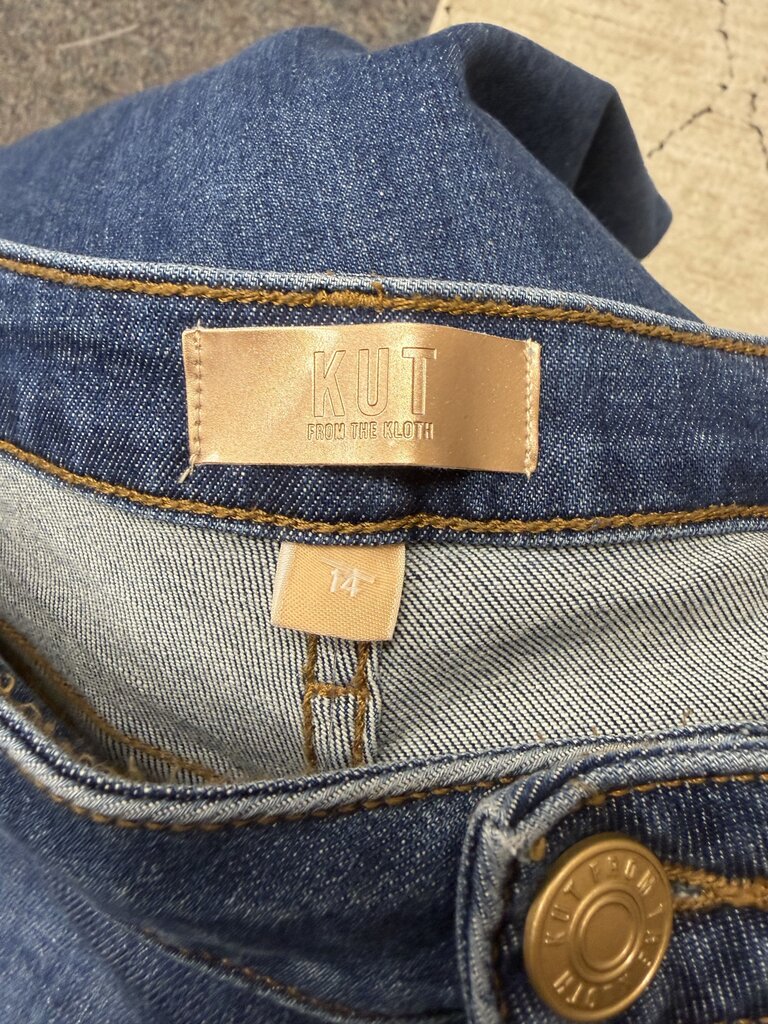 Blue KUT From The Kloth High Rise Wide Leg With Raw Hem Jeans