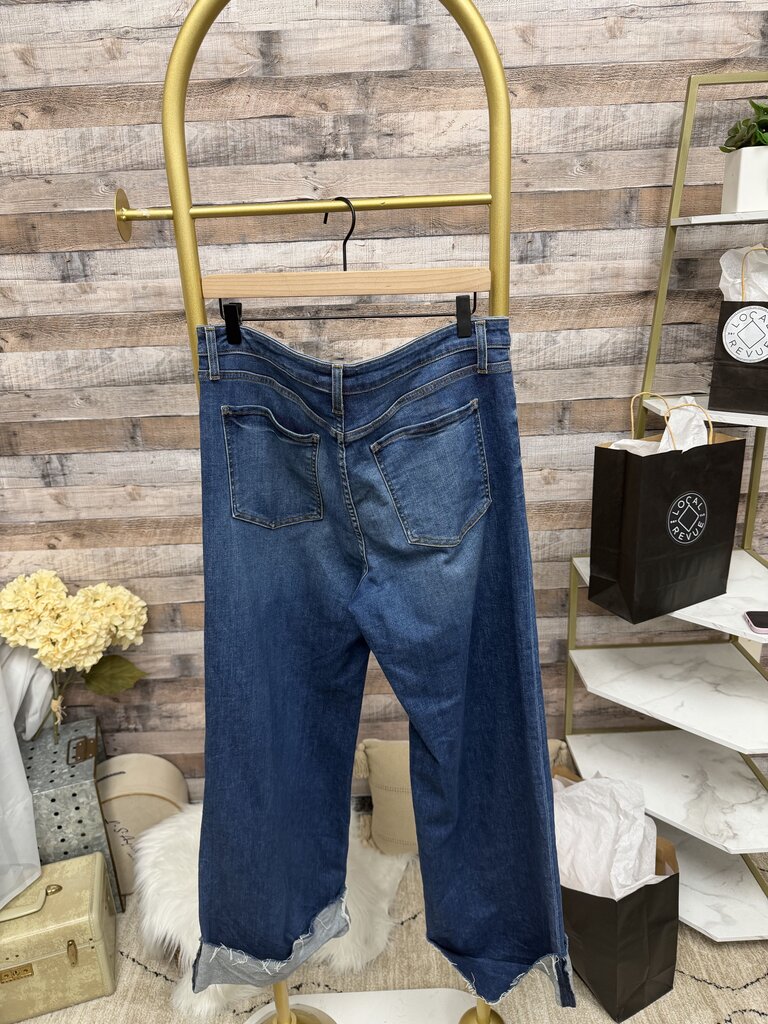 Blue KUT From The Kloth High Rise Wide Leg With Raw Hem Jeans
