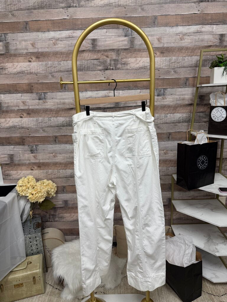White LOFT Cropped Cargo Pants