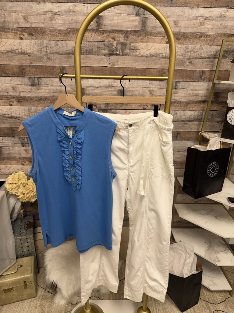 White LOFT Cropped Cargo Pants
