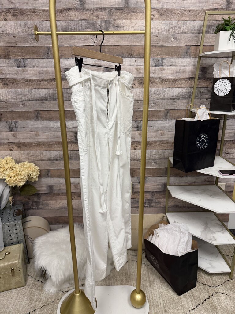 White LOFT Cropped Cargo Pants