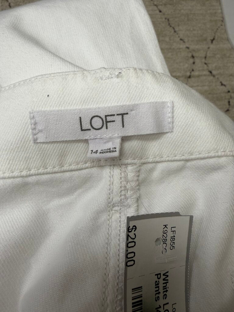 White LOFT Cropped Cargo Pants