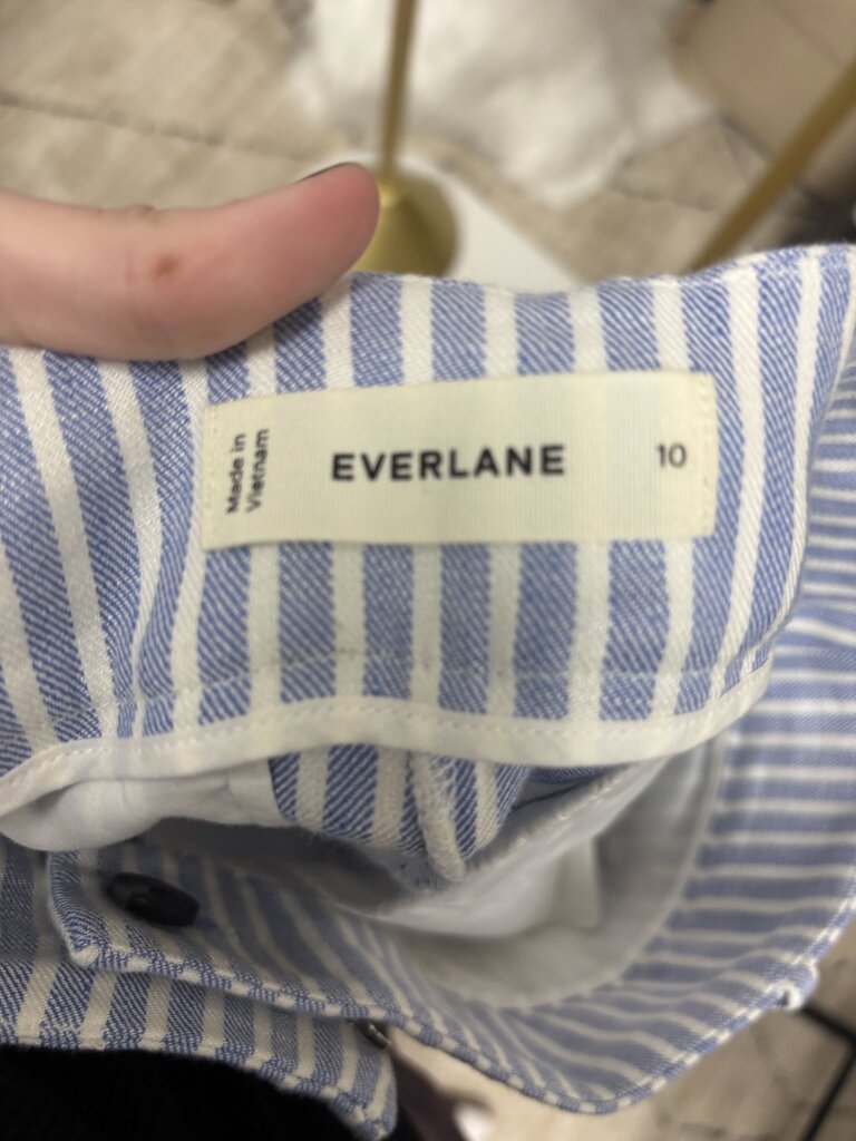 Everlane White & Blue Striped Sleeveless Vest And Pants Set