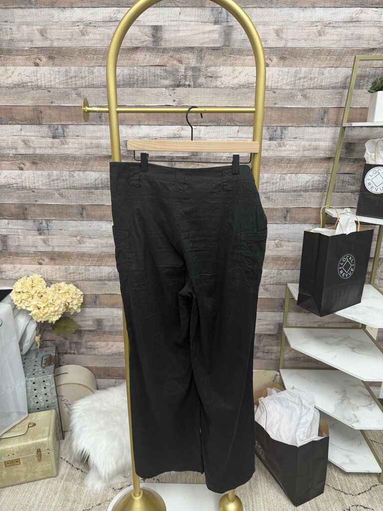 Black Anthropologie Linen Wide-Leg Pants