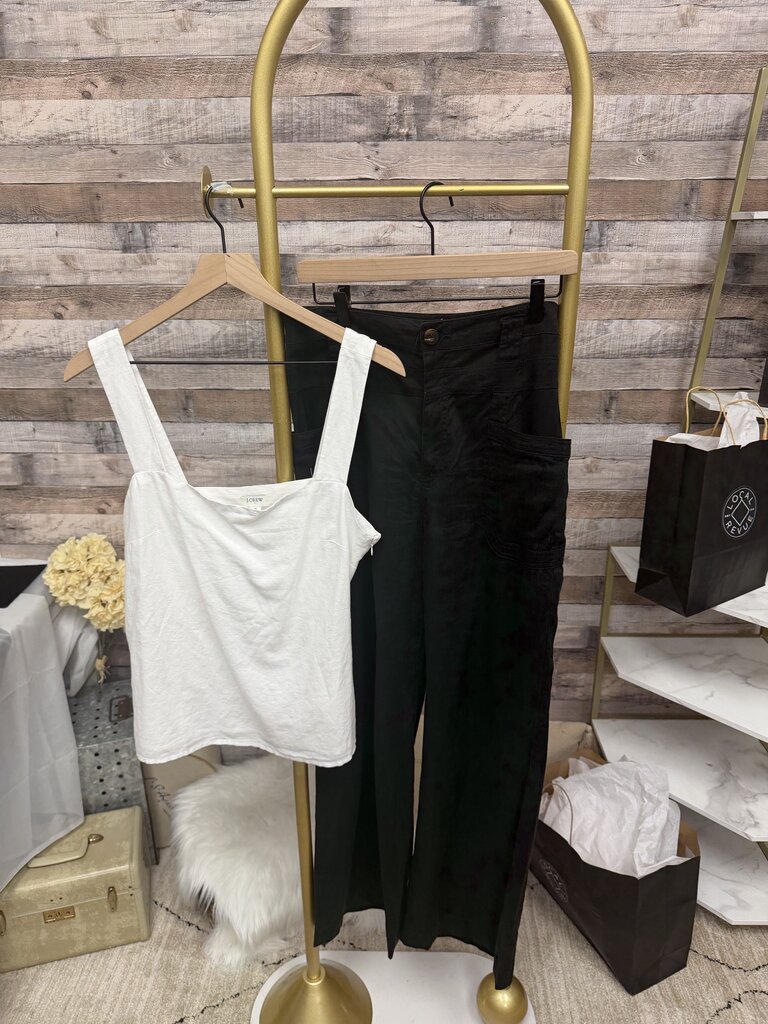Black Anthropologie Linen Wide-Leg Pants