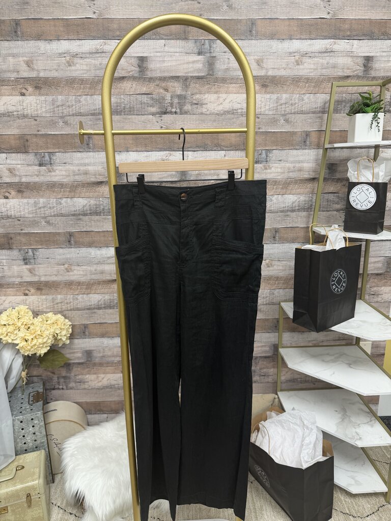 Black Anthropologie Linen Wide-Leg Pants