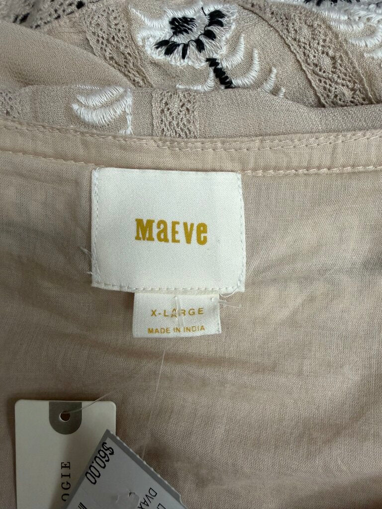 Tan Maeve By Anthropologie Embroidered Slip Dress