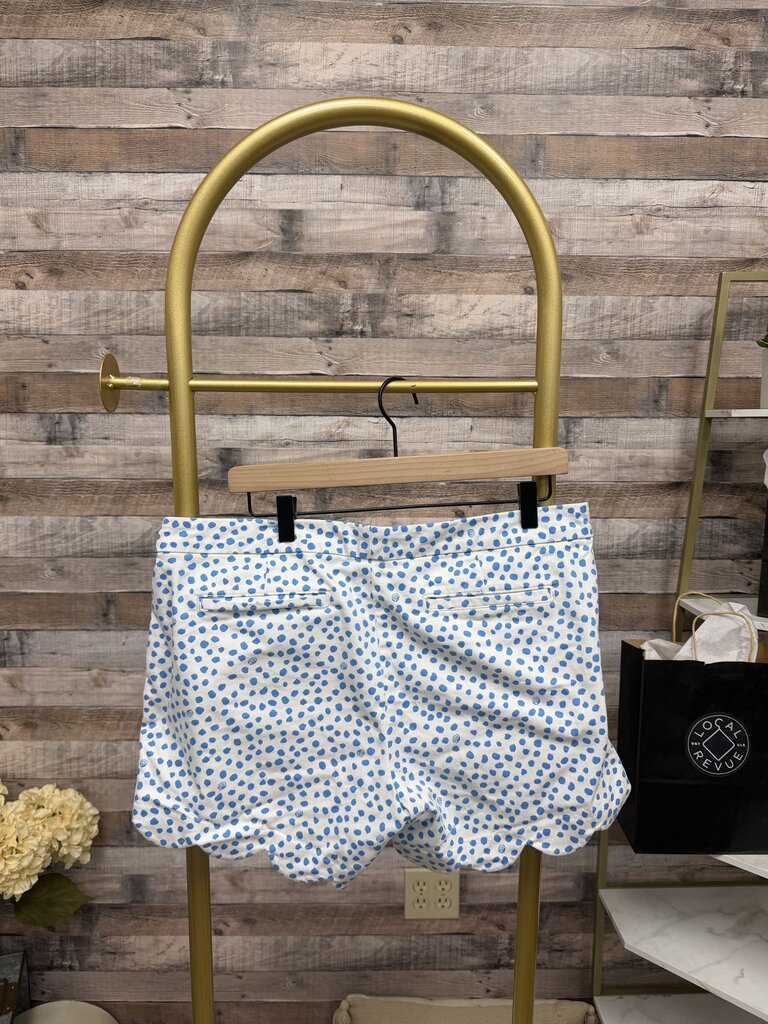White With Blue Polk Dots Lilly Pulitzer Buttercup Scalloped Hem Shorts