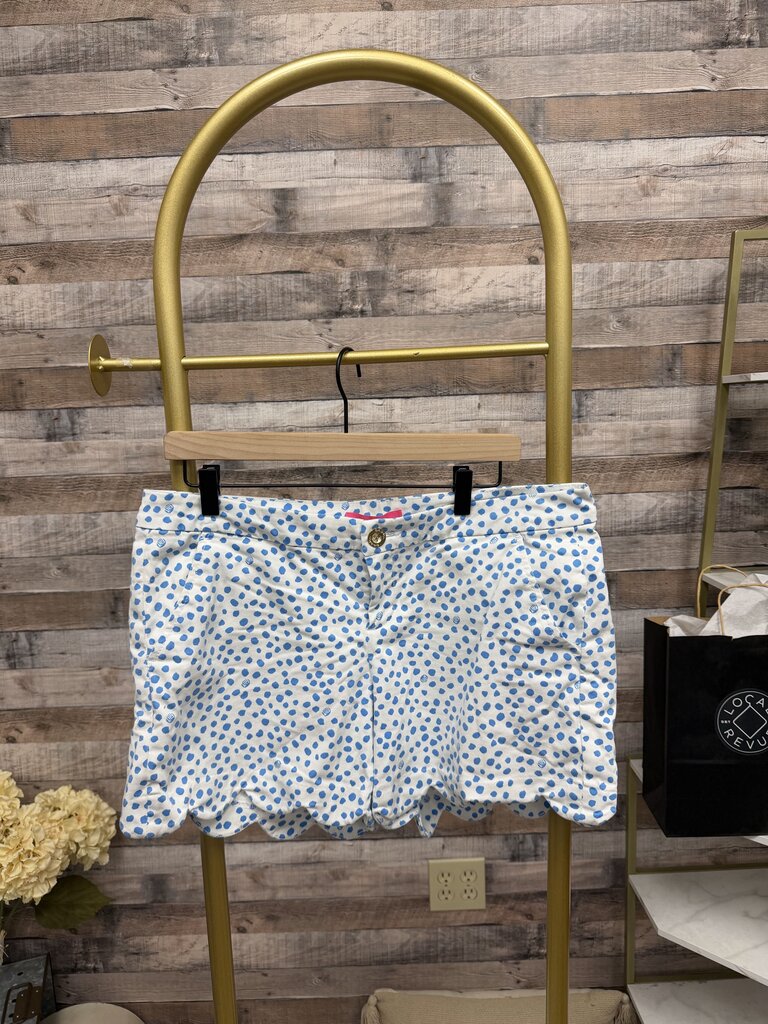 White With Blue Polk Dots Lilly Pulitzer Buttercup Scalloped Hem Shorts