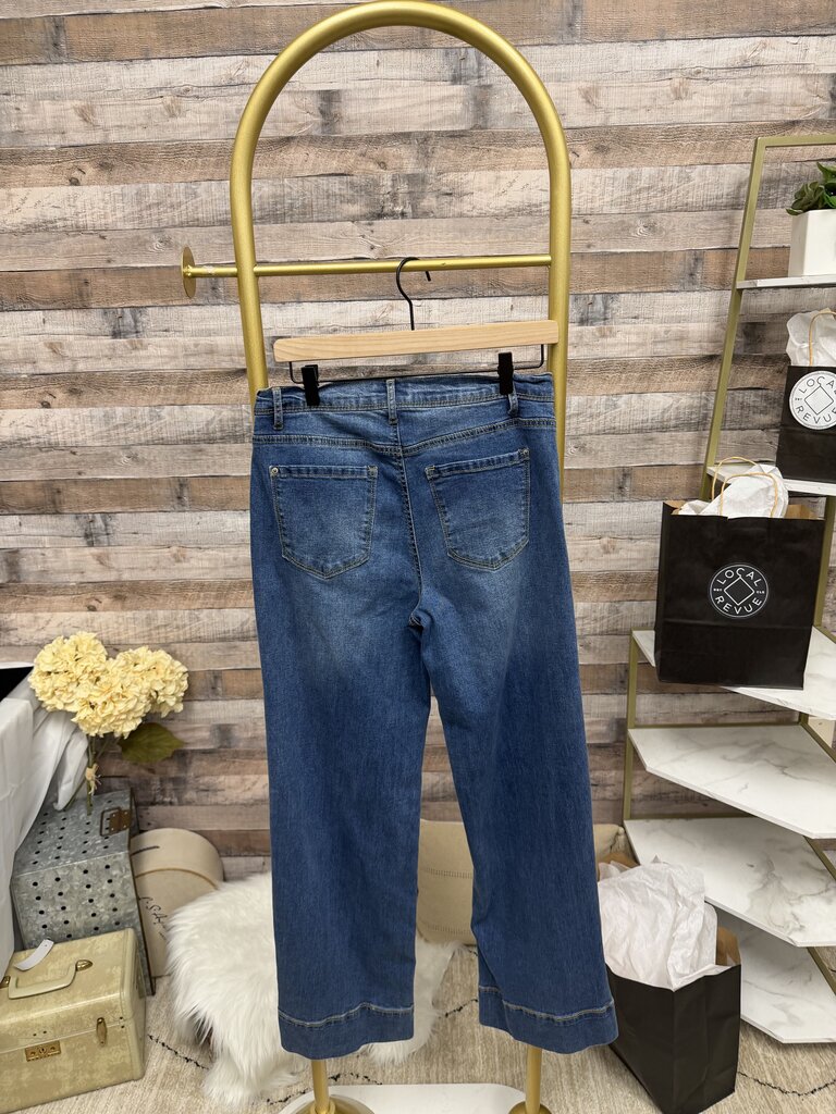 Blue Curve Street Wide Leg Cropped Style Jeans