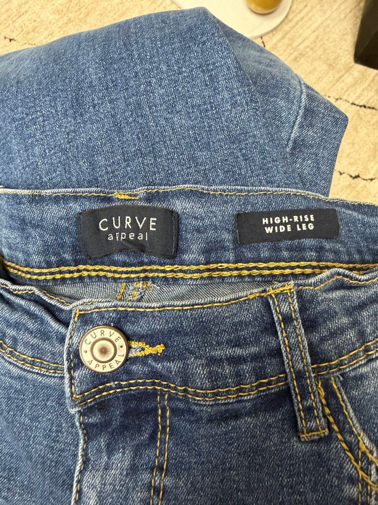Blue Curve Street Wide Leg Cropped Style Jeans