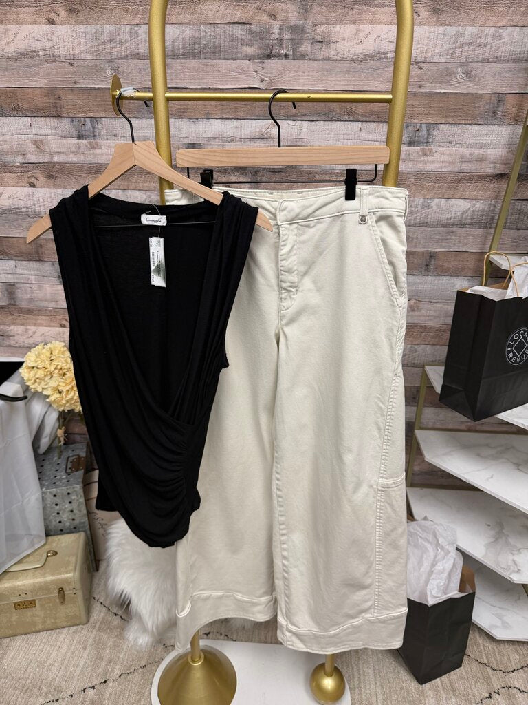Cream Pilcro Wide-Leg Pants