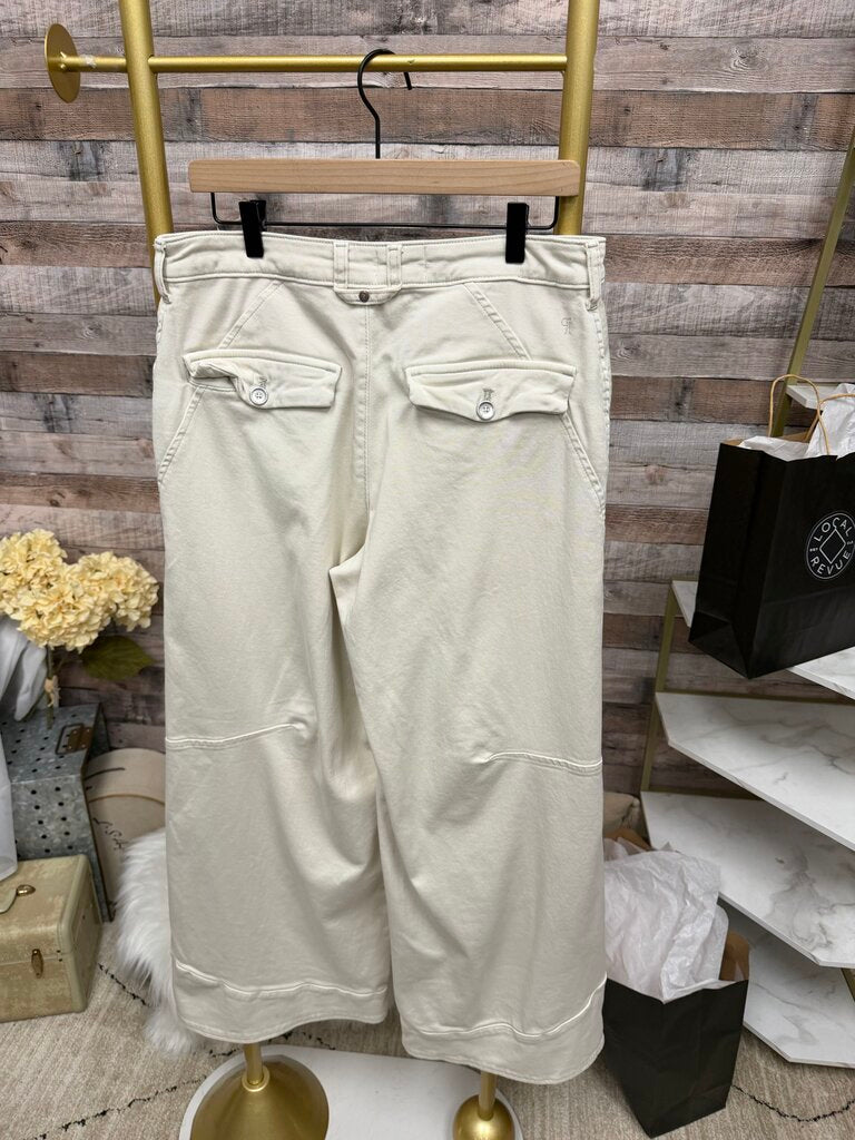 Cream Pilcro Wide-Leg Pants