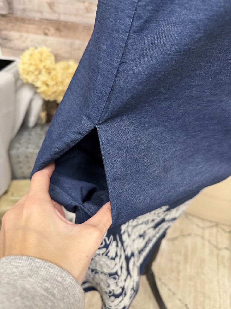 Blue Embroidered Westport 1962 Off-Shoulder Dress