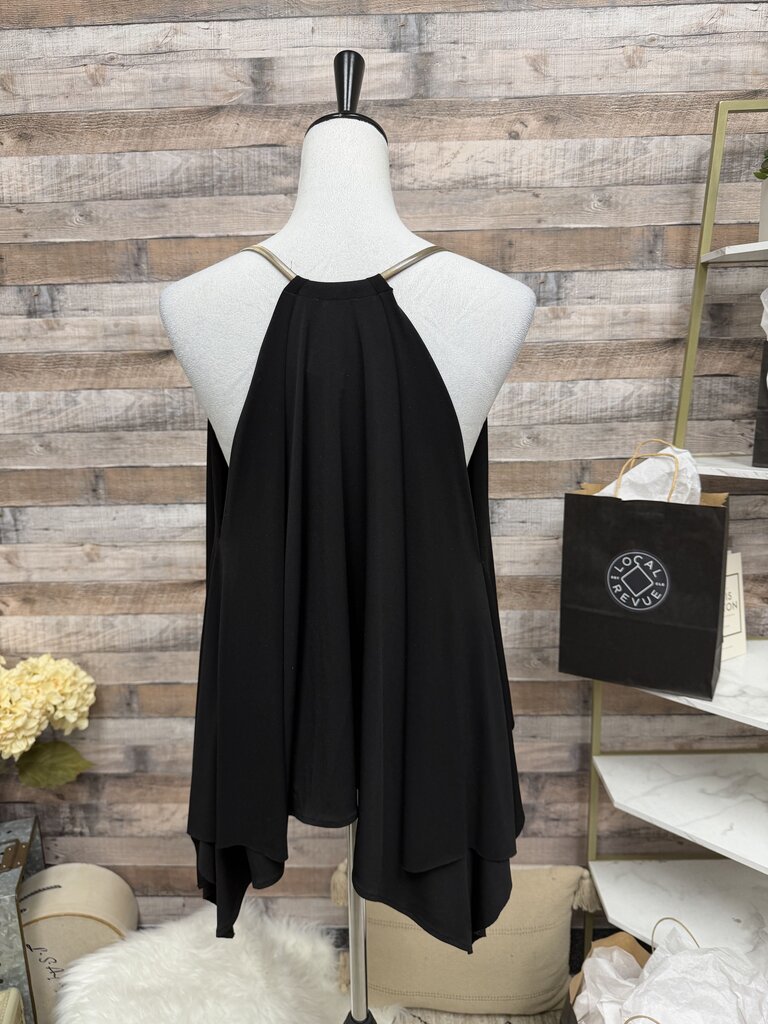 Black Express Chain Detail Sleeveless Top