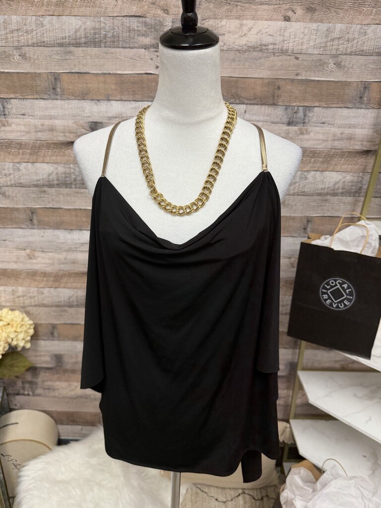 Black Express Chain Detail Sleeveless Top