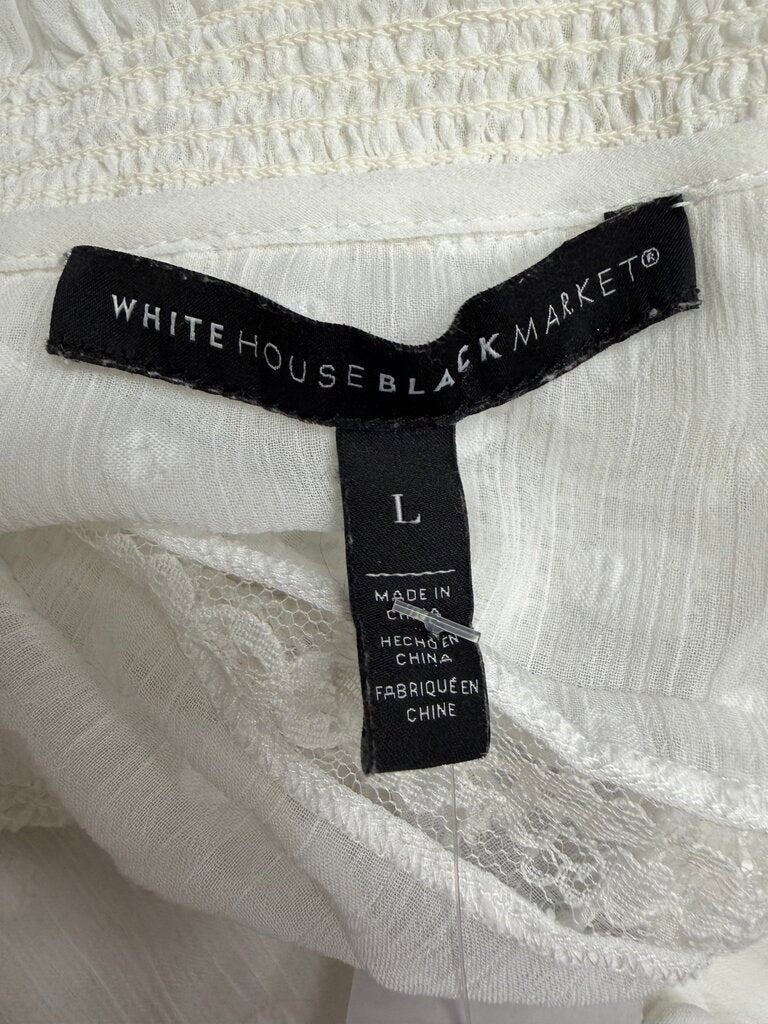 White White House Black Market Long Sleeve Button-Up