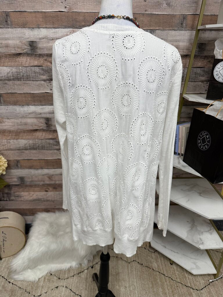 Alfani White Eyelet Cardigan