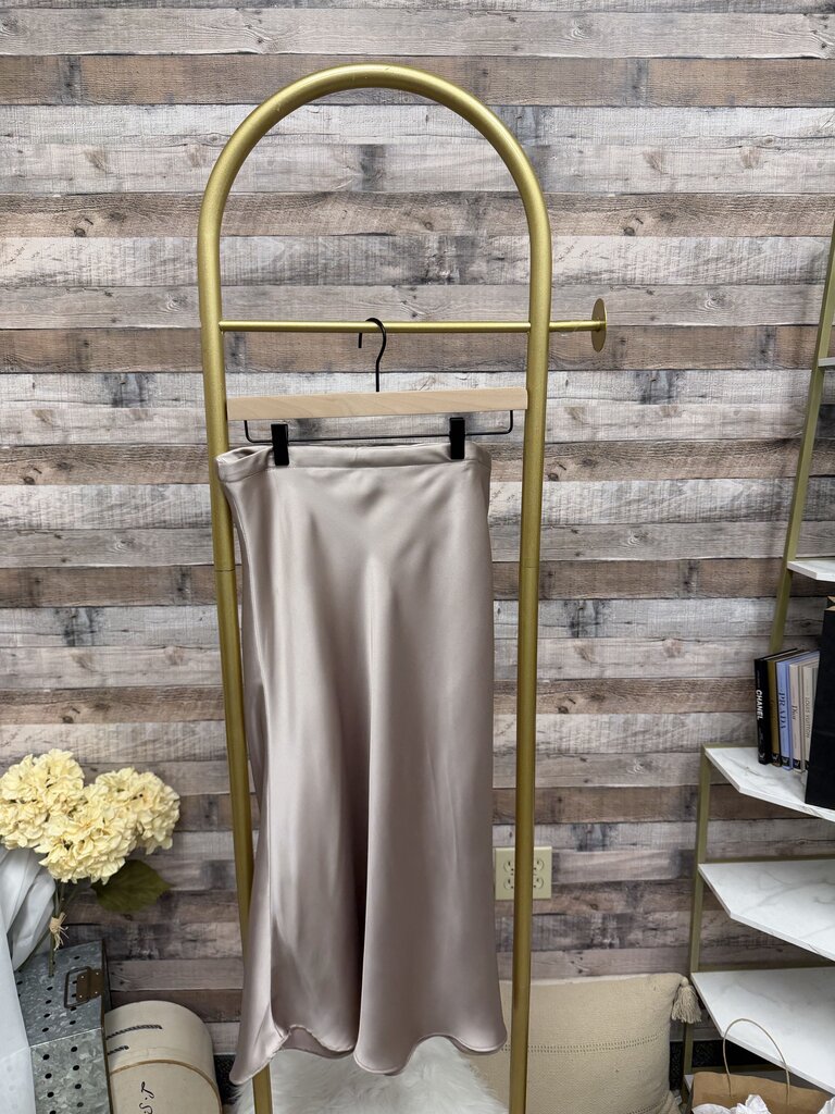 Rachel Zoe Champagne Silk Midi Skirt