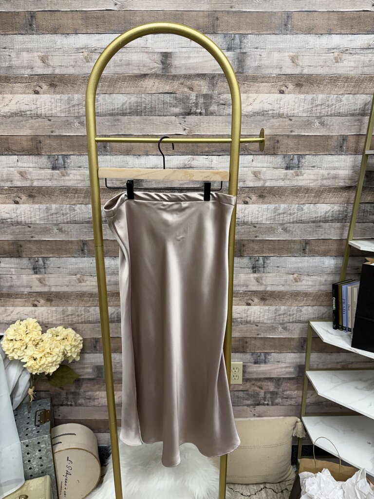 Rachel Zoe Champagne Silk Midi Skirt