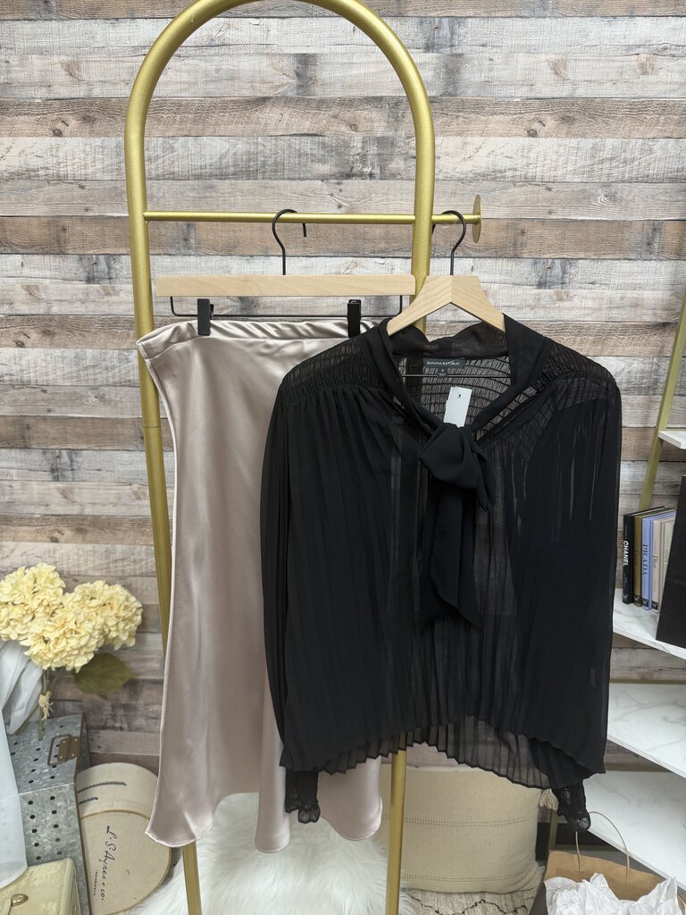 Rachel Zoe Champagne Silk Midi Skirt