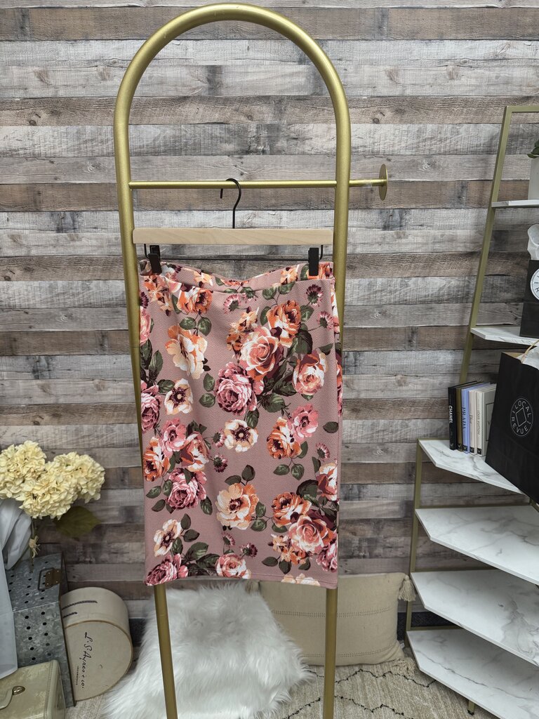 MOA Rose Floral Print Pencil Skirt