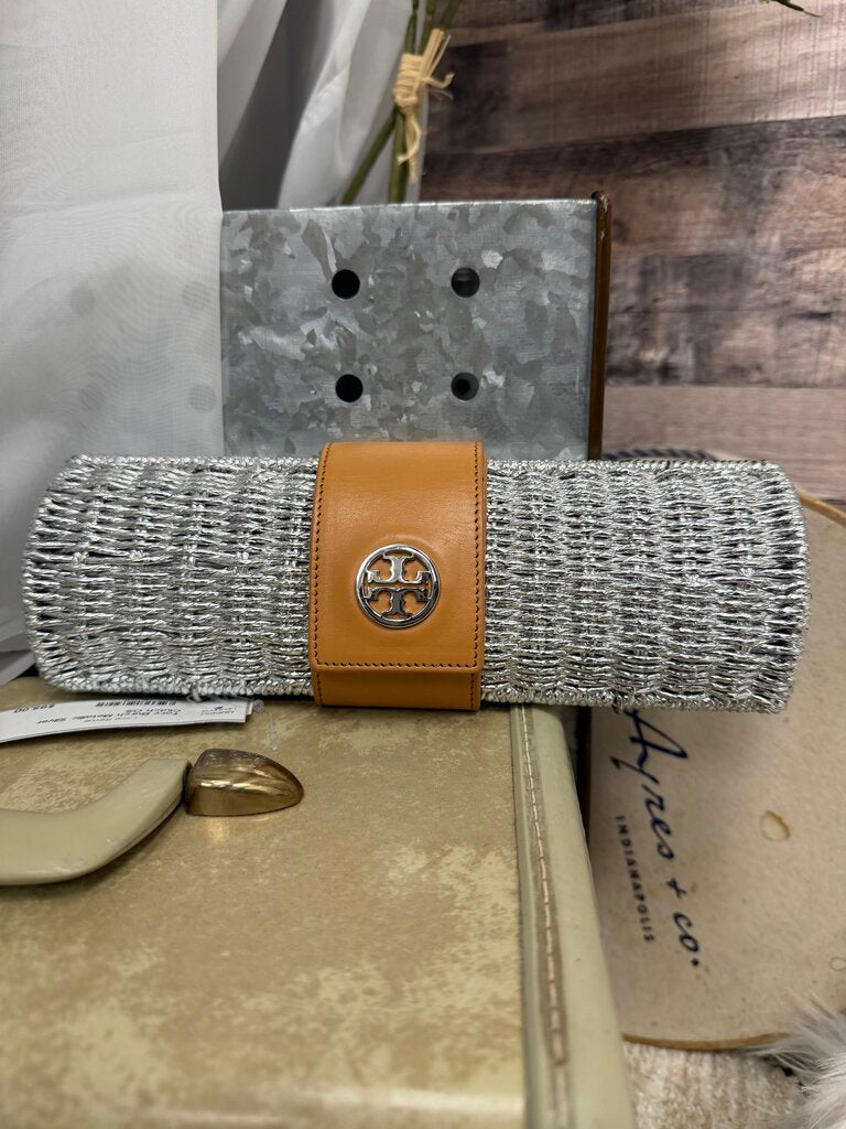 Tory Burch Metallic Silver Clutch