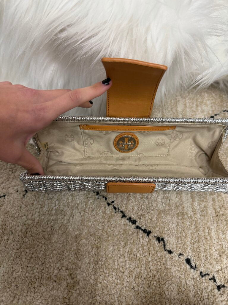 Tory Burch Metallic Silver Clutch