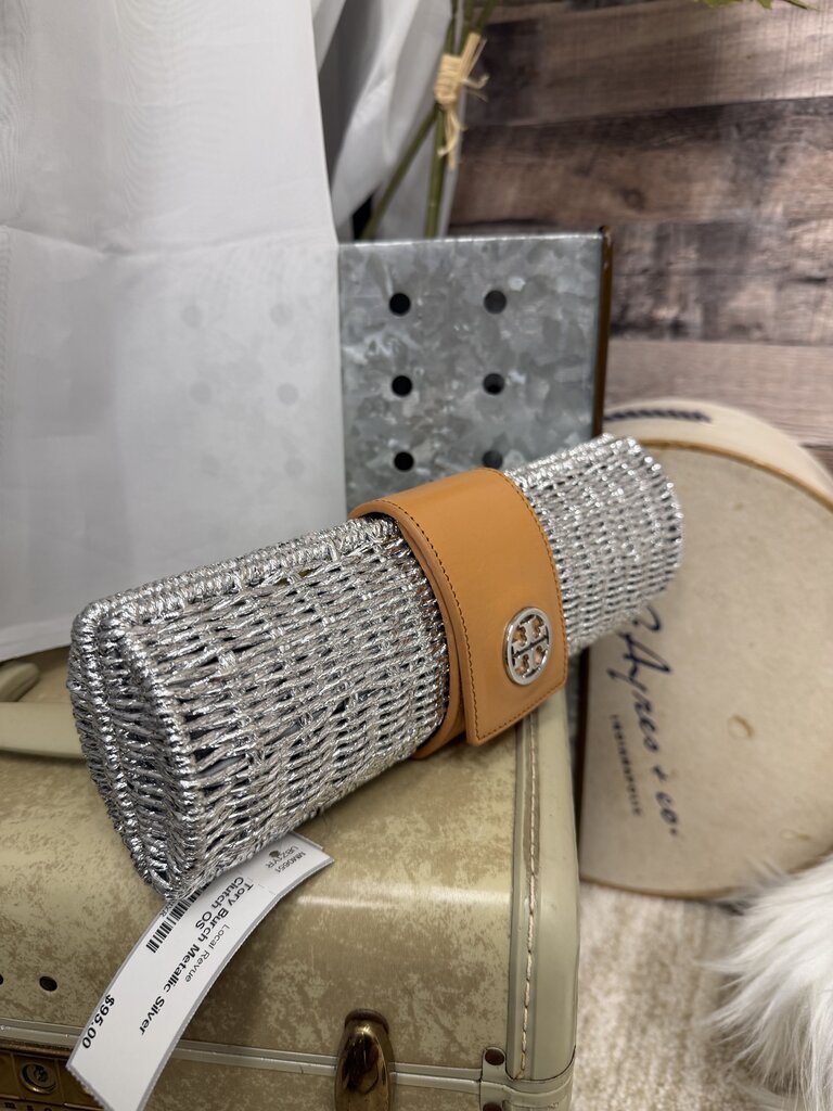 Tory Burch Metallic Silver Clutch