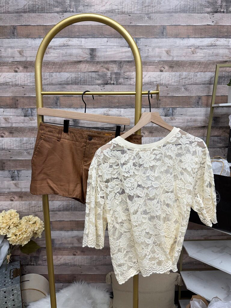 Pilcro Anthro Faux Brown Leather Shorts