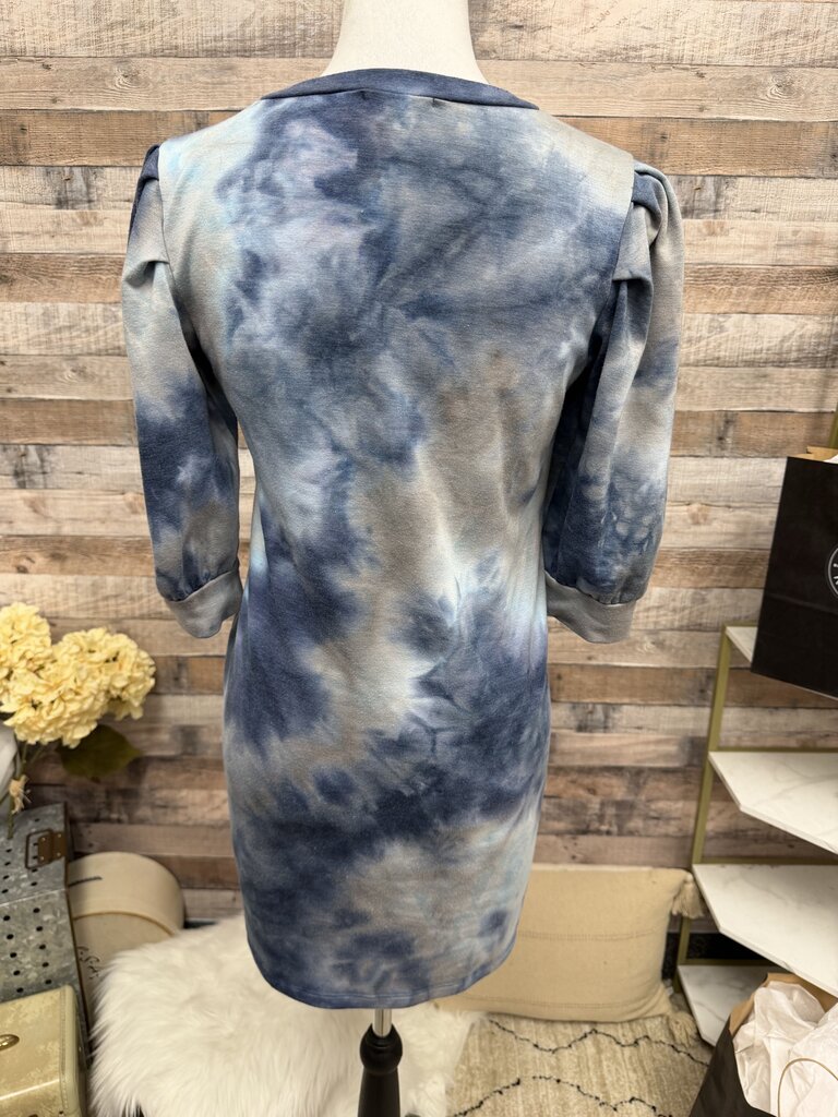 Blue And Grey Tie-Dye Pattern Veronica M Sweatshirt Dress