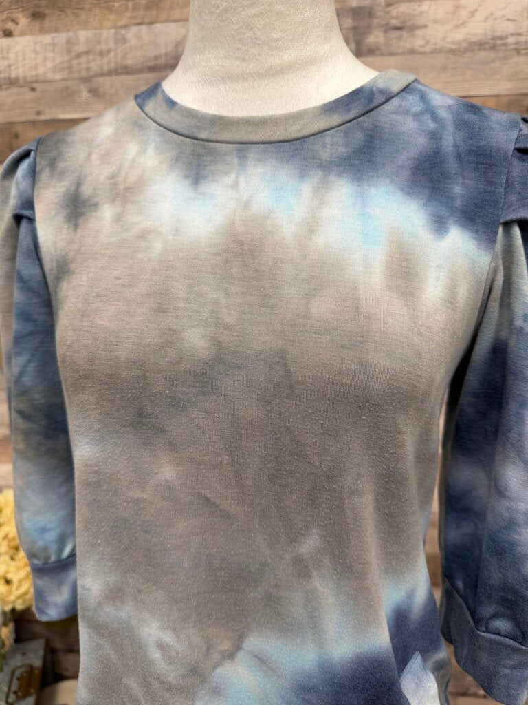 Blue And Grey Tie-Dye Pattern Veronica M Sweatshirt Dress