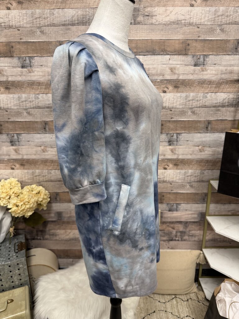 Blue And Grey Tie-Dye Pattern Veronica M Sweatshirt Dress