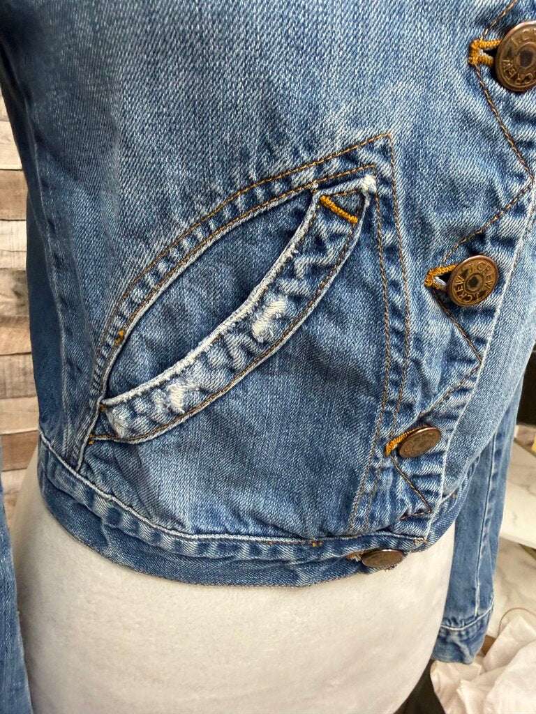 Blue Luxury Rebel Cropped Style Denim Jacket