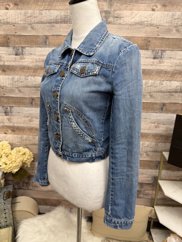 Blue Luxury Rebel Cropped Style Denim Jacket